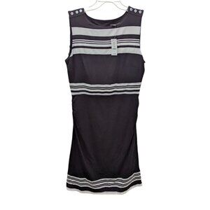 White House Black Market Black White Striped Sleeveless Dress Medium M